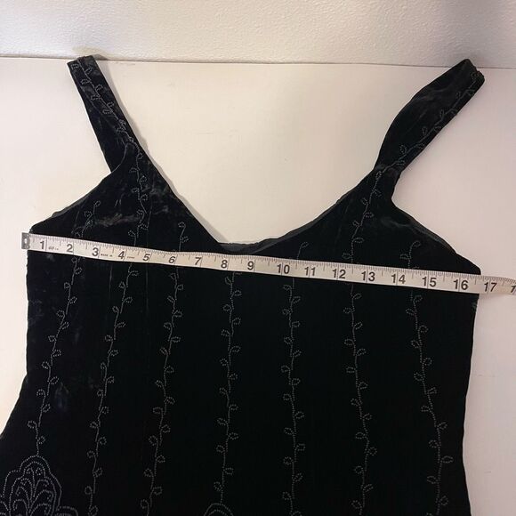 Lafayette 148 Black Velvet Beaded Fringe Tank Top Size 6 - Picture 12 of 13